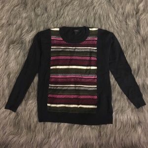 J.crew navy patterned wool sweater